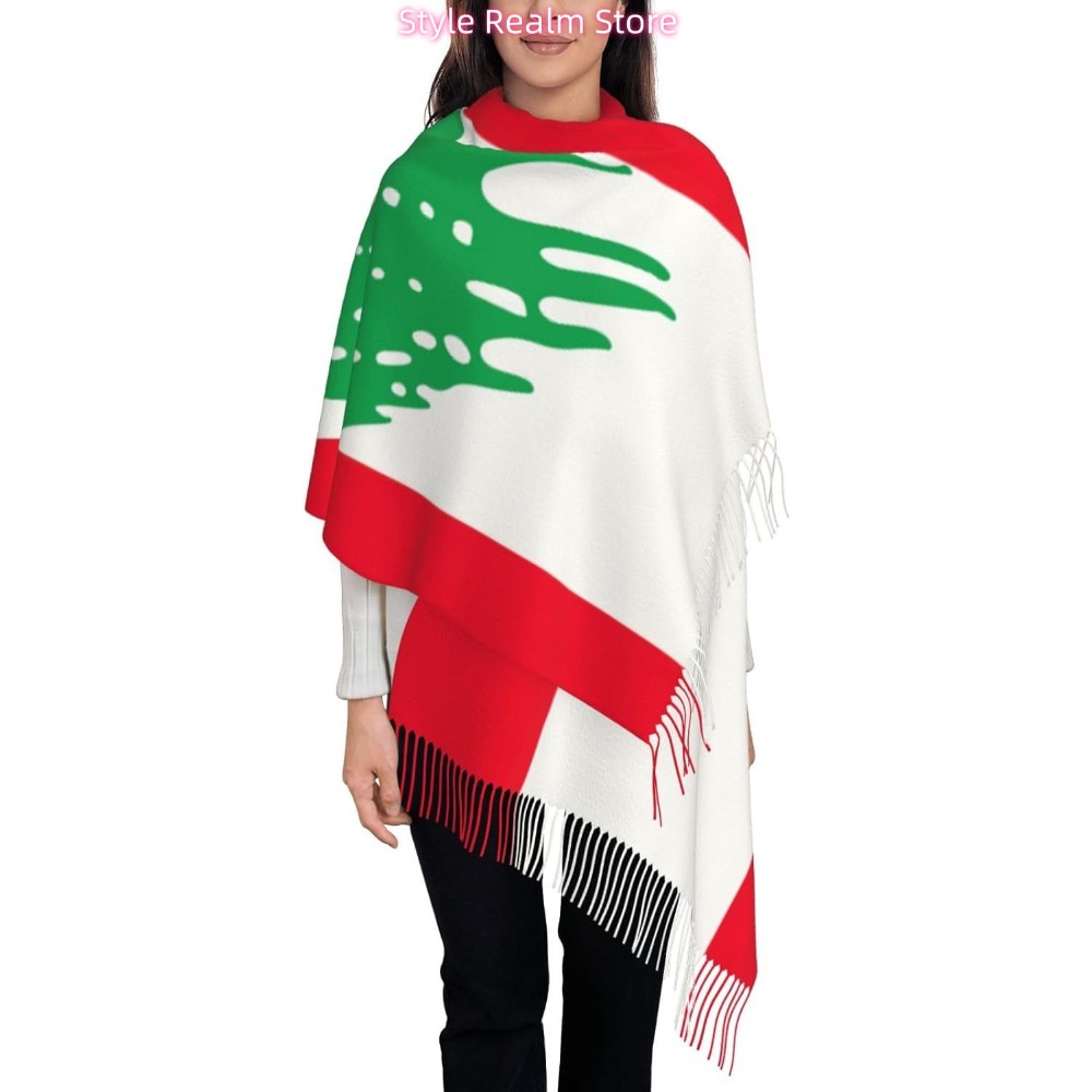 Women Accessories Lebanon - Szalik poliestrowy z nadrukiem flagi Libańczyków,