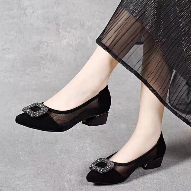 Women'S Shoes And Accessories - Eleganckie czółenka z ostrym noskiem, siateczkowym
